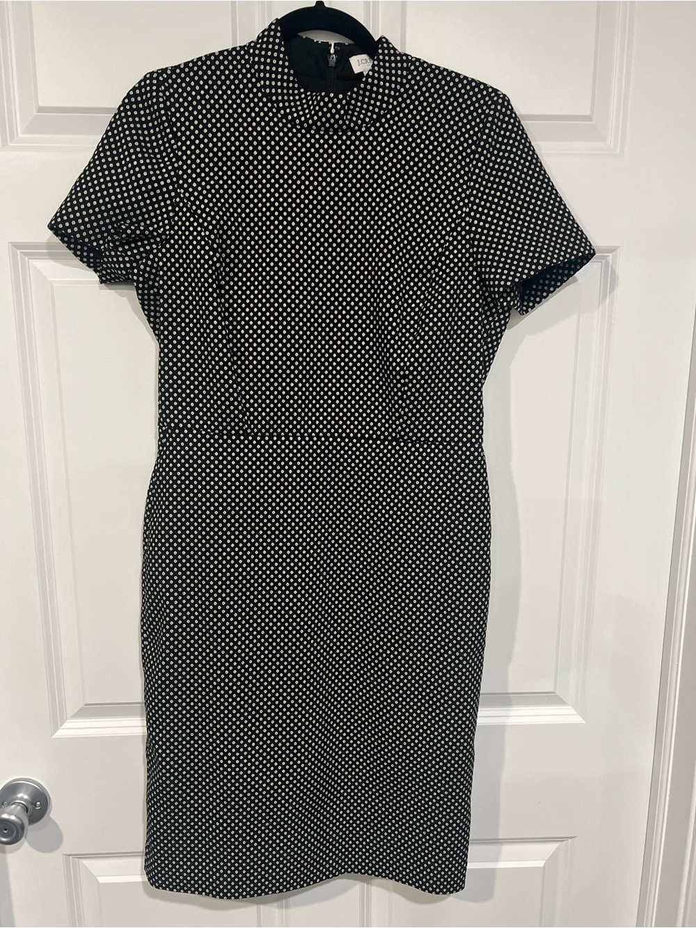 J. Crew Black and White/gold Dot Midi Sheath Dress